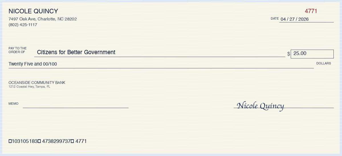 $25 from Nicole Quincy